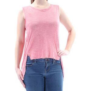 KIIND OF Womens Pink Sleeveless Jewel Neck Hi-Lo Top Size: M